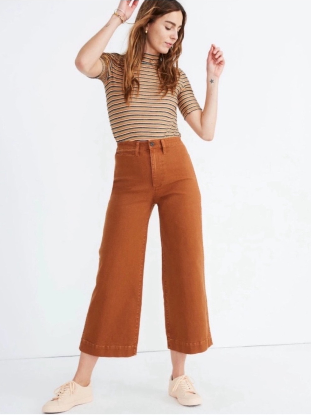 Madewell Slim Emmett Wide-Leg Crop in Warm Nutmeg | 27 Tall